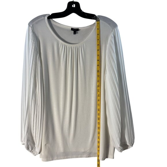 Talbots Womens Plus Size 1X Ivory Pleated Sleeve Blouse Top Rayon/Polyester - Picture 7 of 8